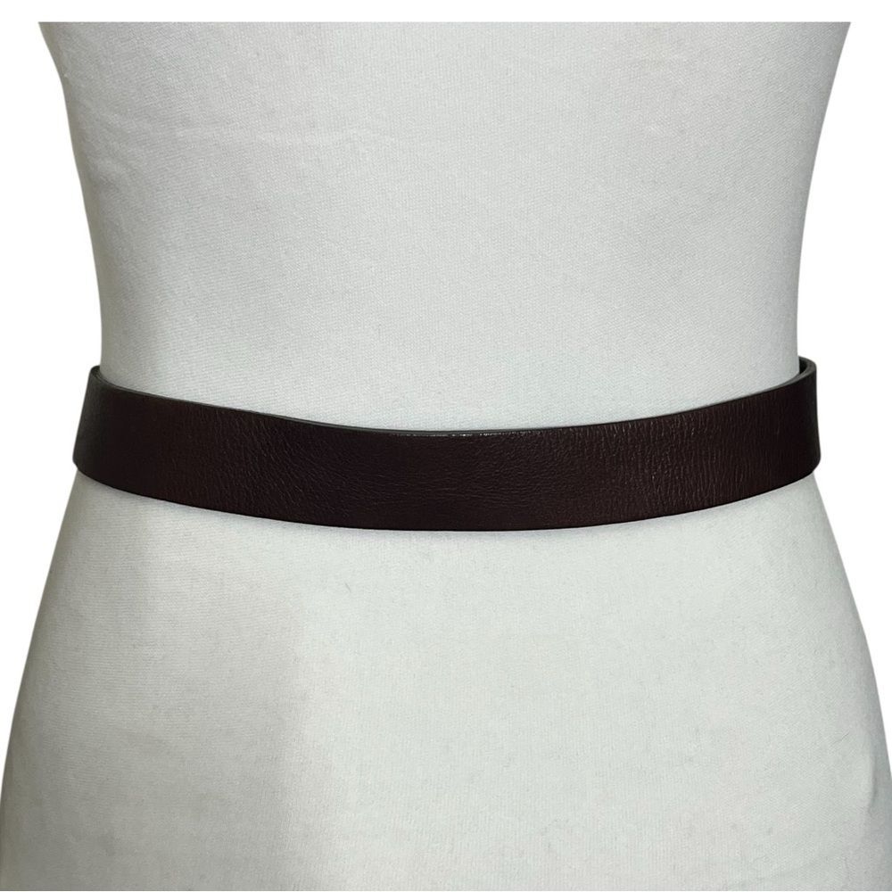 Lanvin Leather Belt Women's XS Brown Gold Tone Buckle Minimalist Classic France - Picture 7 of 15